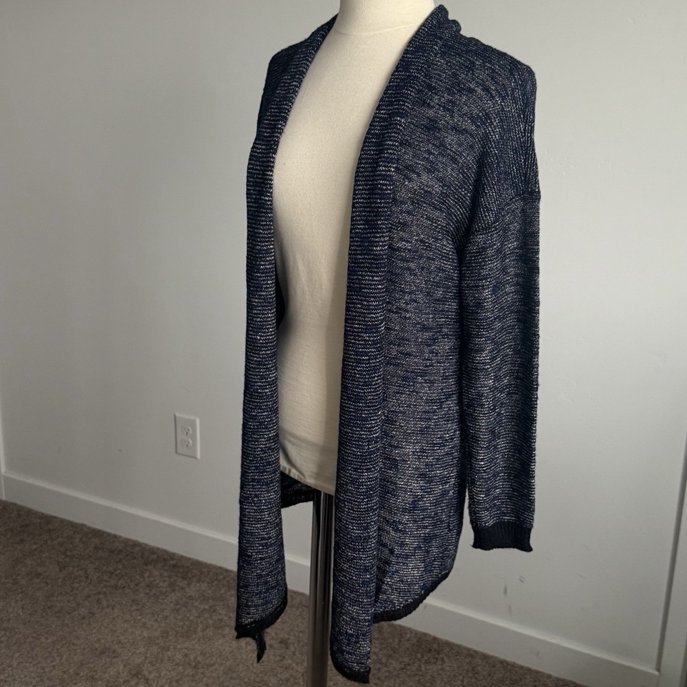 Eileen Fisher Open Front Cardigan Sweater M Cotton Linen Blend Career Office